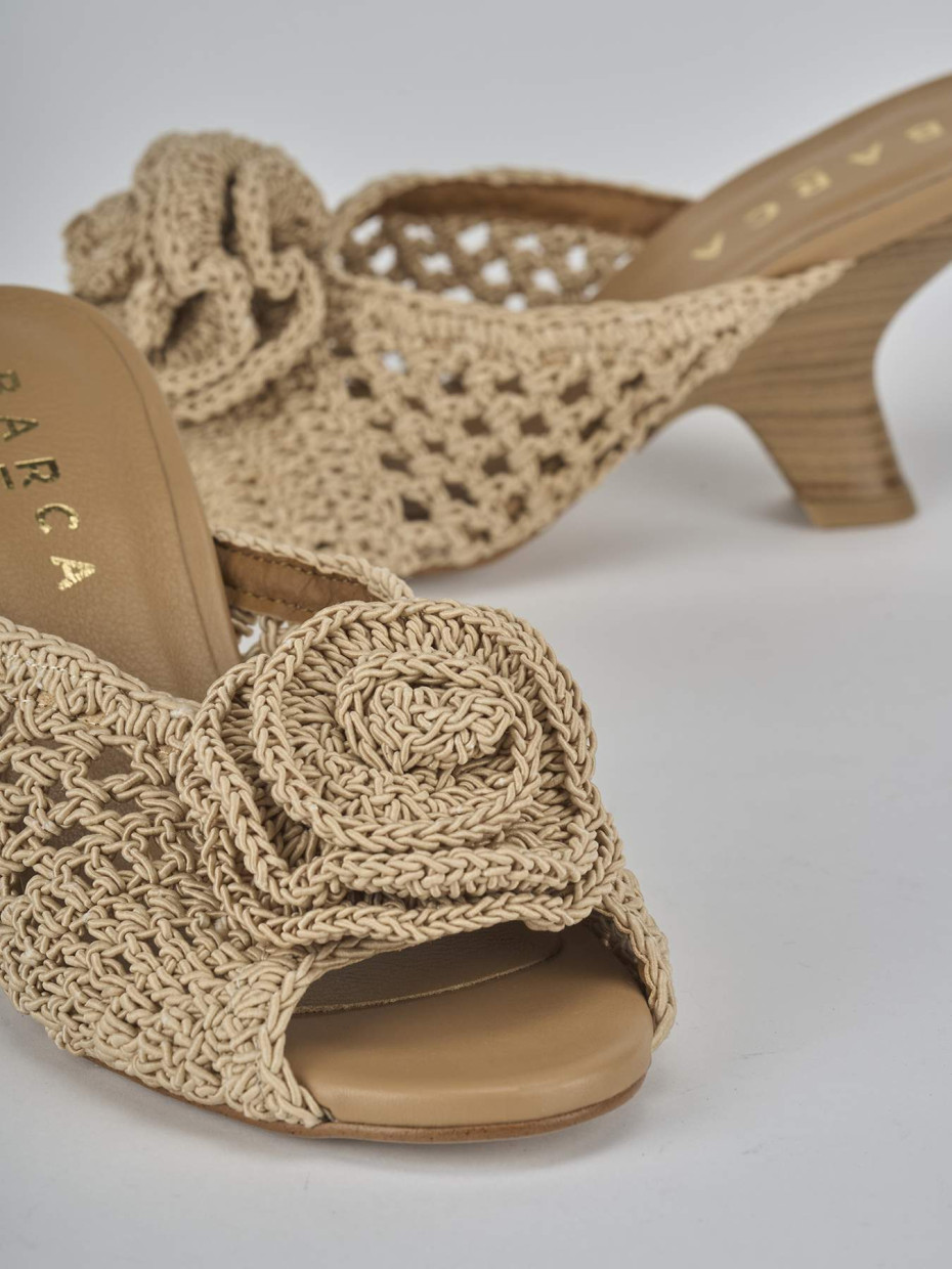 Ciabatte tacco 7cm pelle beige