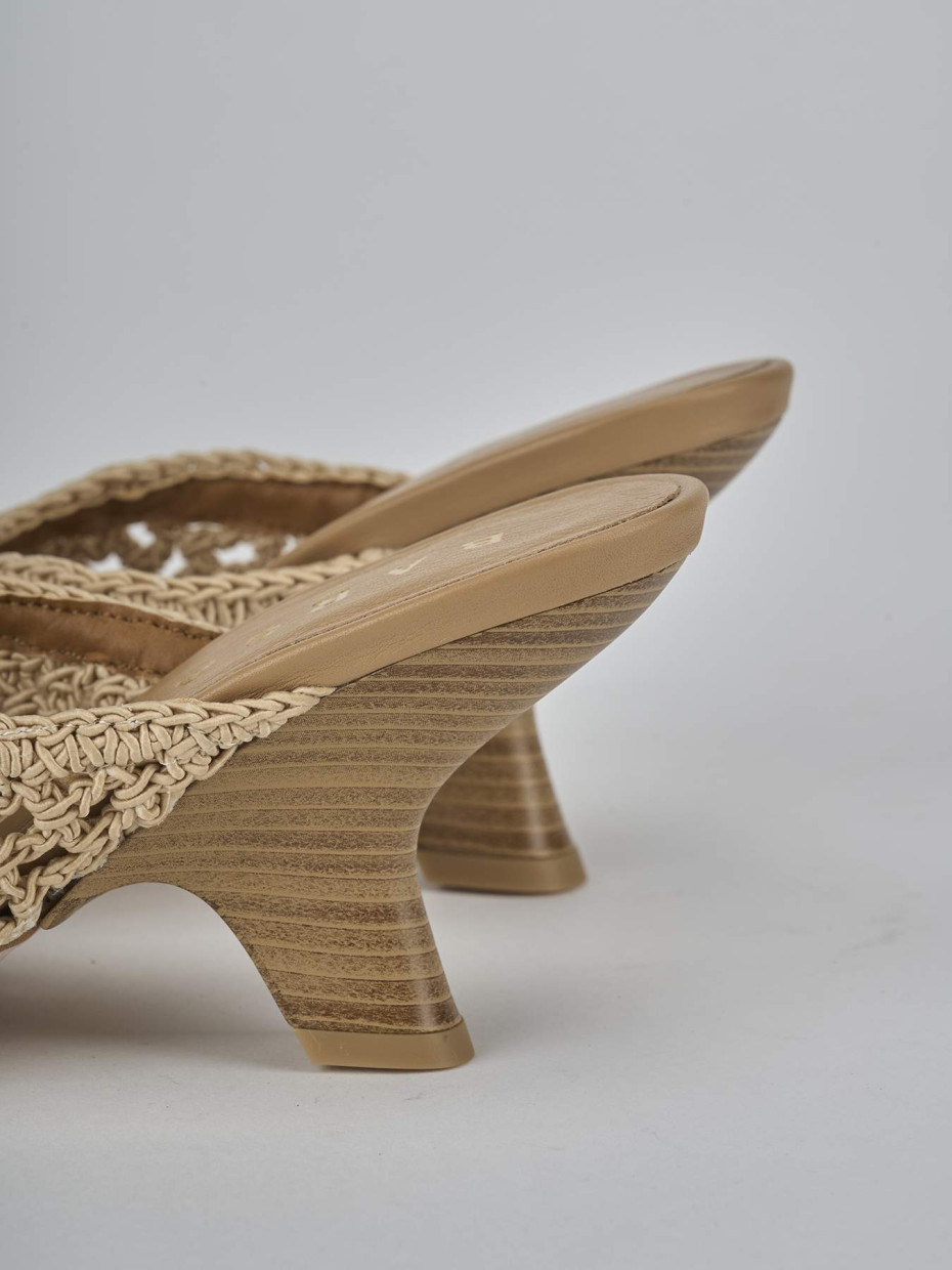 Ciabatte tacco 7cm pelle beige