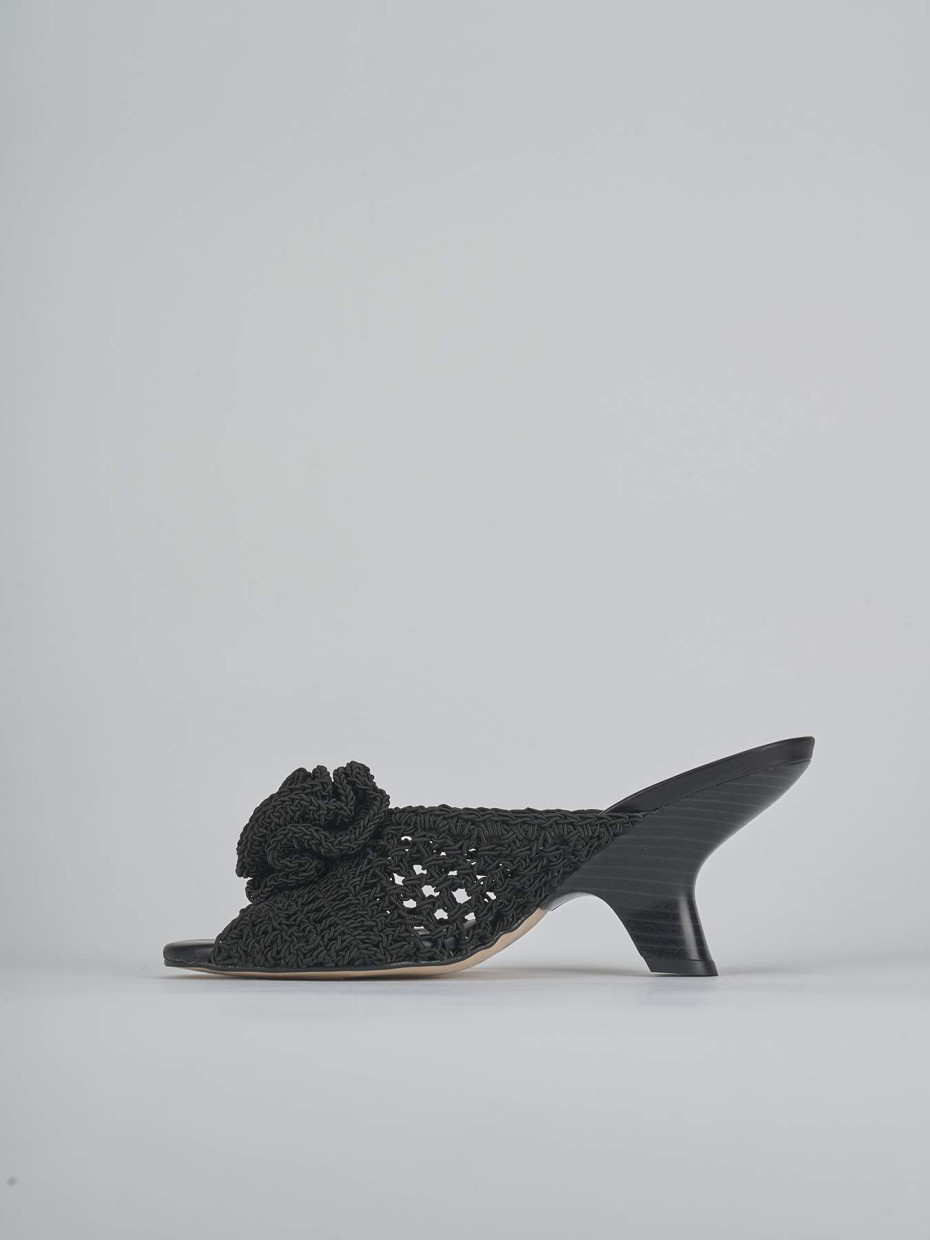 Ciabatte tacco 7cm pelle nero