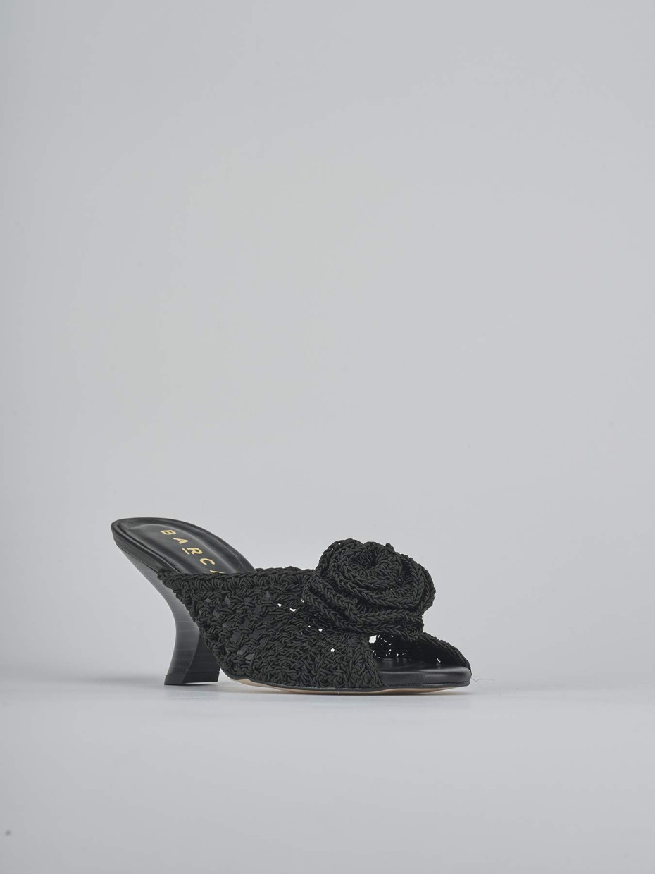 Ciabatte tacco 7cm pelle nero