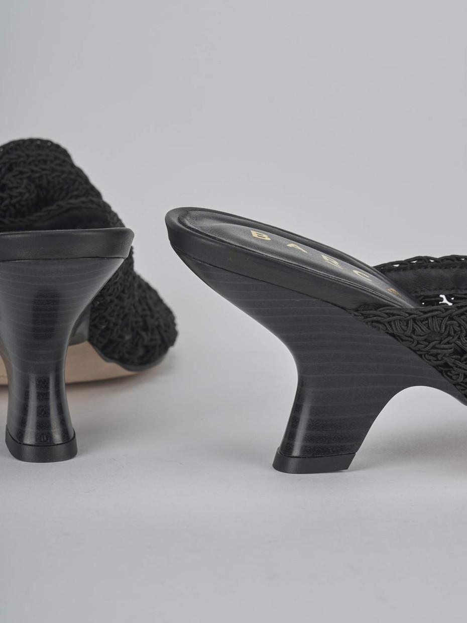 Ciabatte tacco 7cm pelle nero