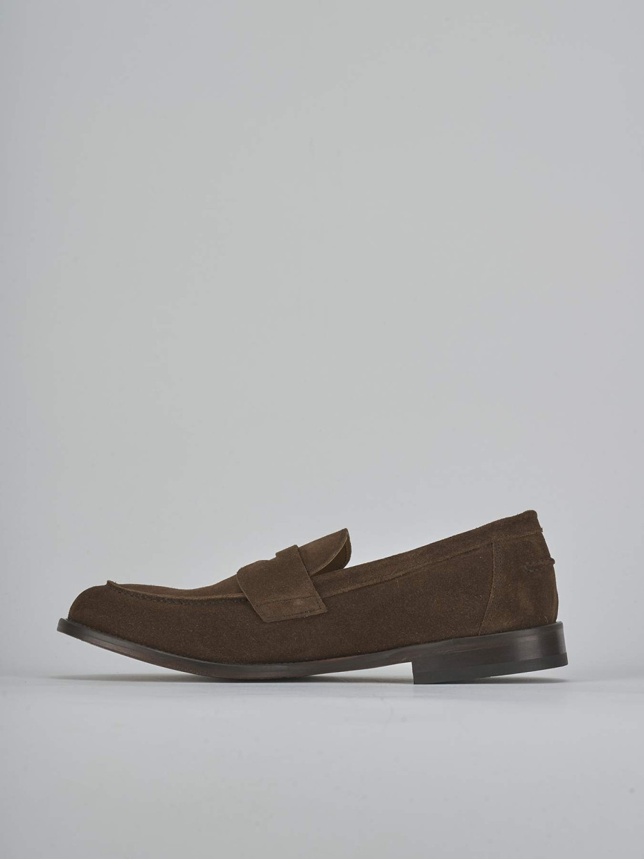 Mocassini tacco 1cm camoscio marrone