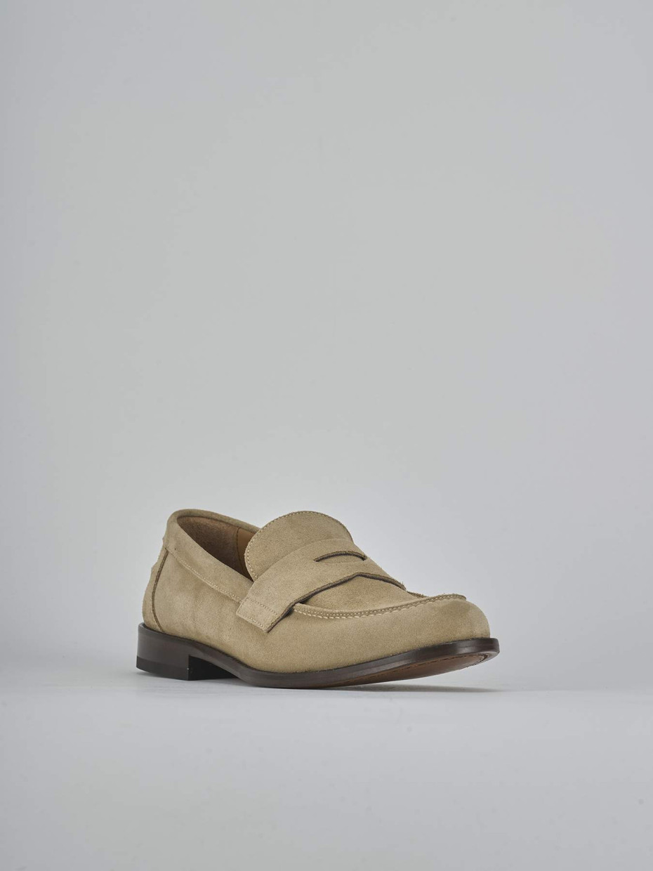 Mocassini tacco 1cm camoscio beige