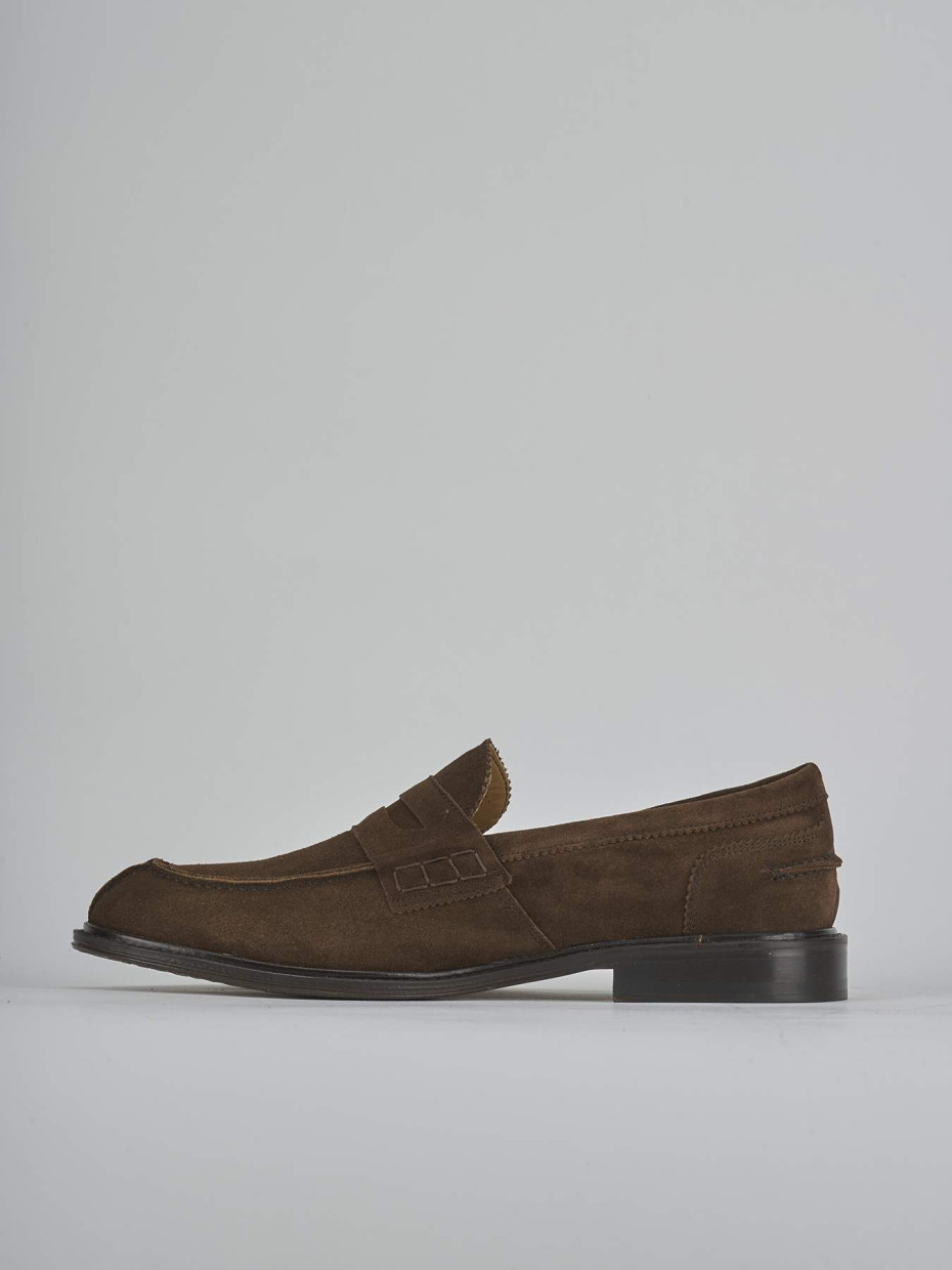 Mocassini tacco 1cm camoscio marrone