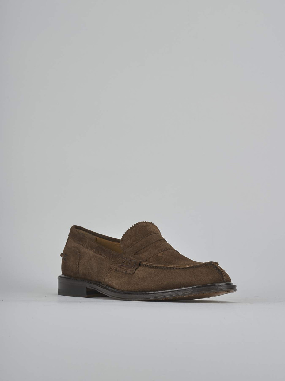Mocassini tacco 1cm camoscio marrone