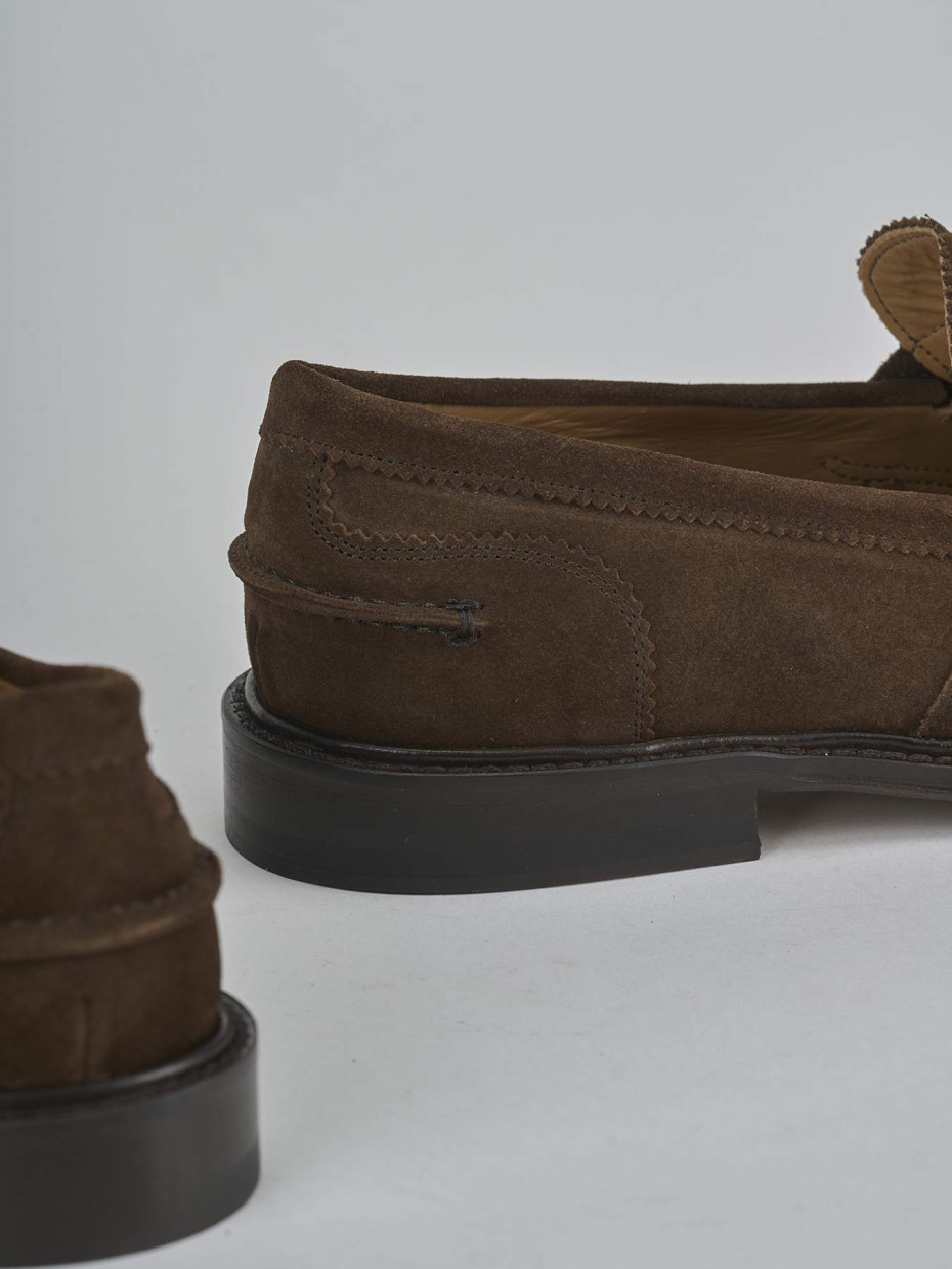Mocassini tacco 1cm camoscio marrone