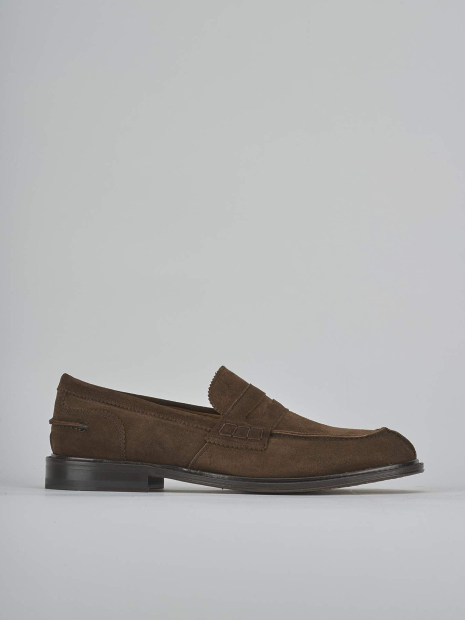 Mocassini tacco 1cm camoscio marrone
