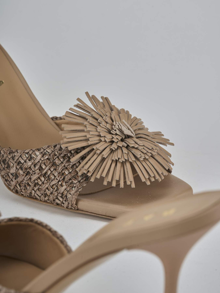 Ciabatte tacco 8cm pelle marrone