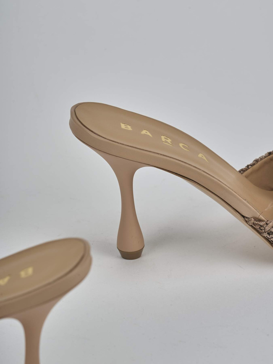 Ciabatte tacco 8cm pelle marrone