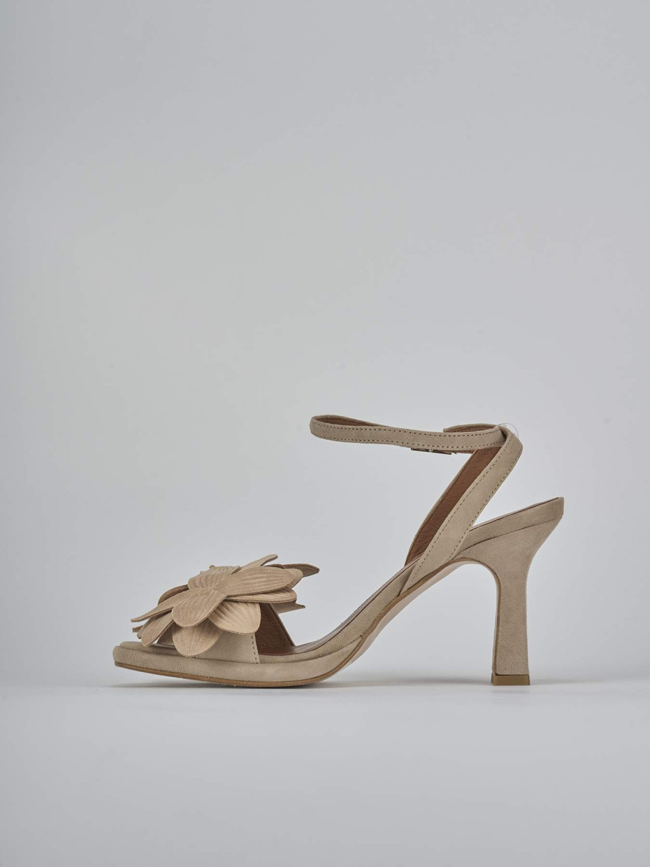 Sandali tacco 9cm camoscio beige