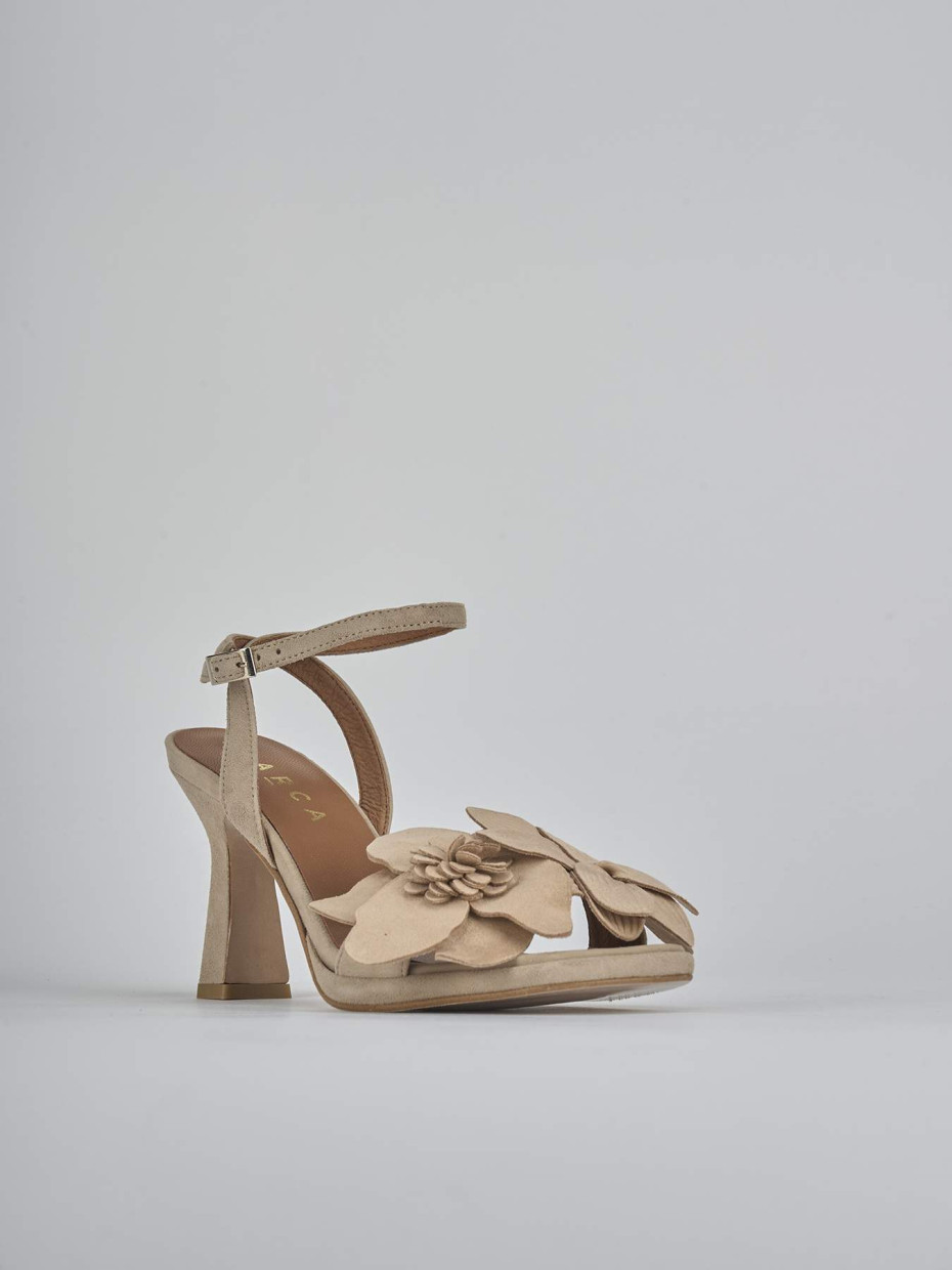 Sandali tacco 9cm camoscio beige