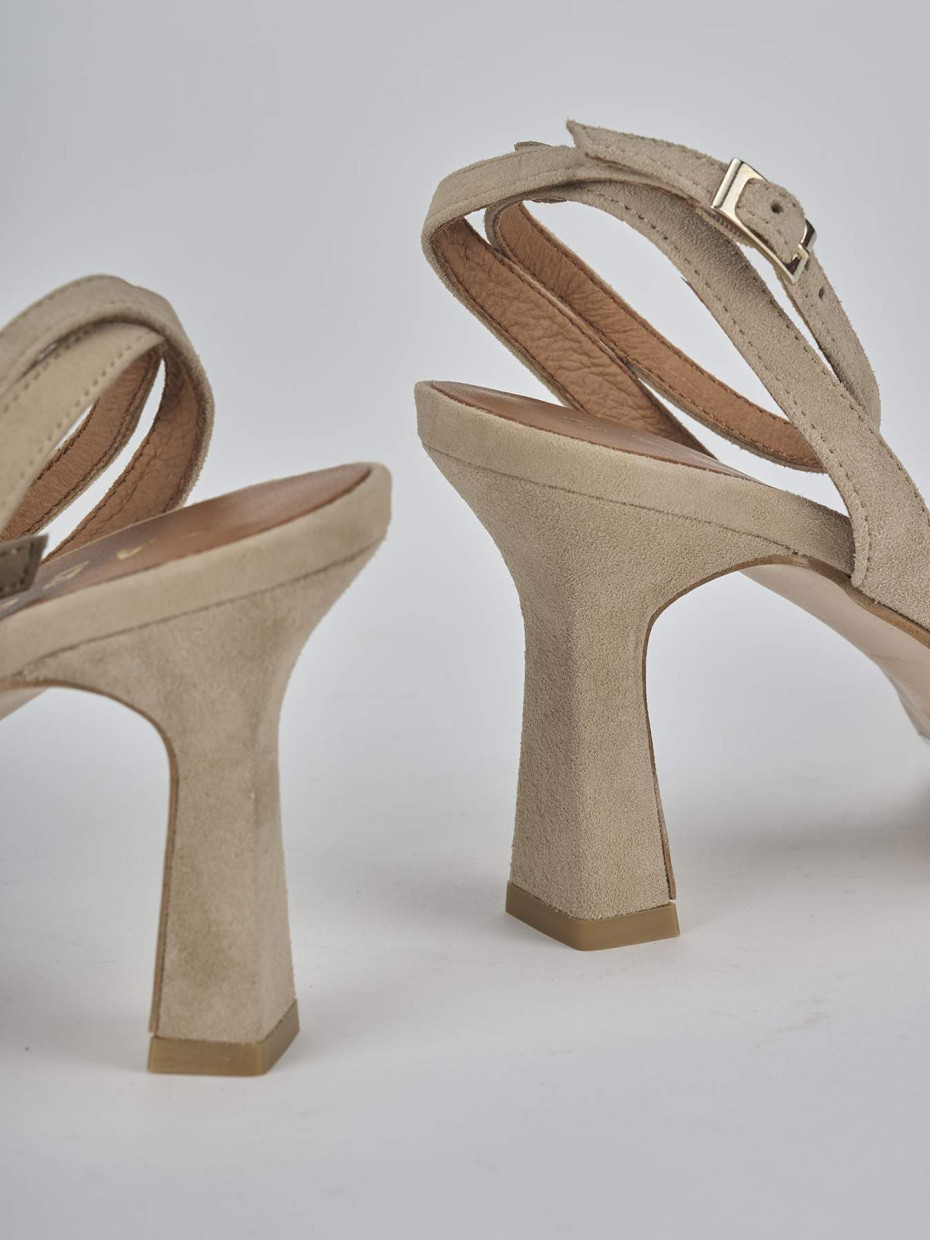 Sandali tacco 9cm camoscio beige