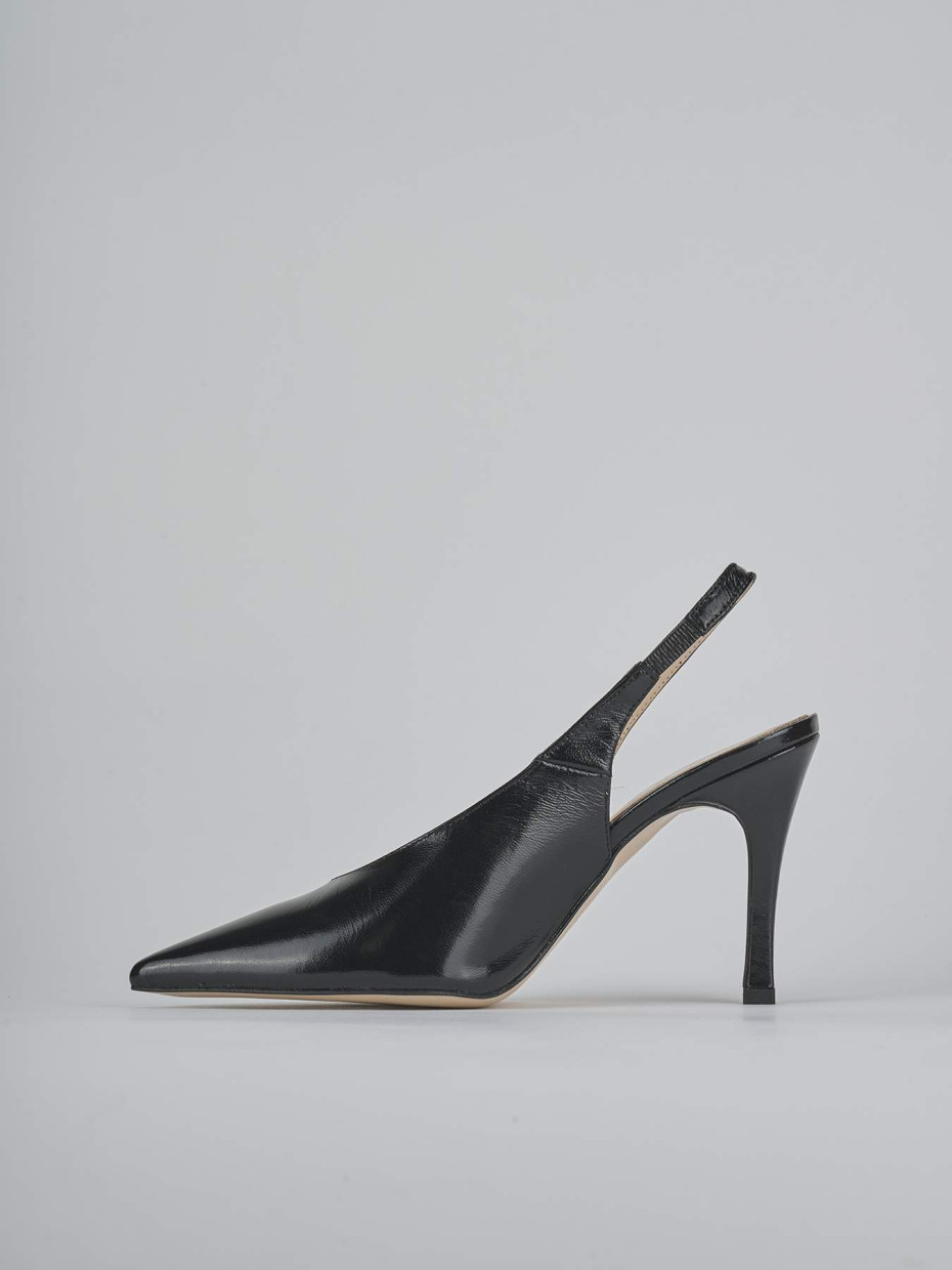 Décolleté e slingback tacco 9cm vernice nero