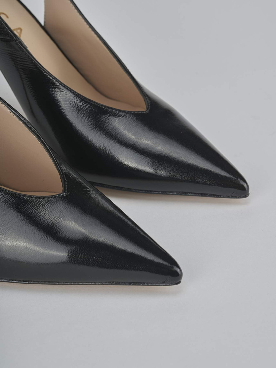 Décolleté e slingback tacco 9cm vernice nero
