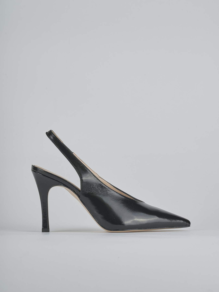 Décolleté e slingback tacco 9cm vernice nero