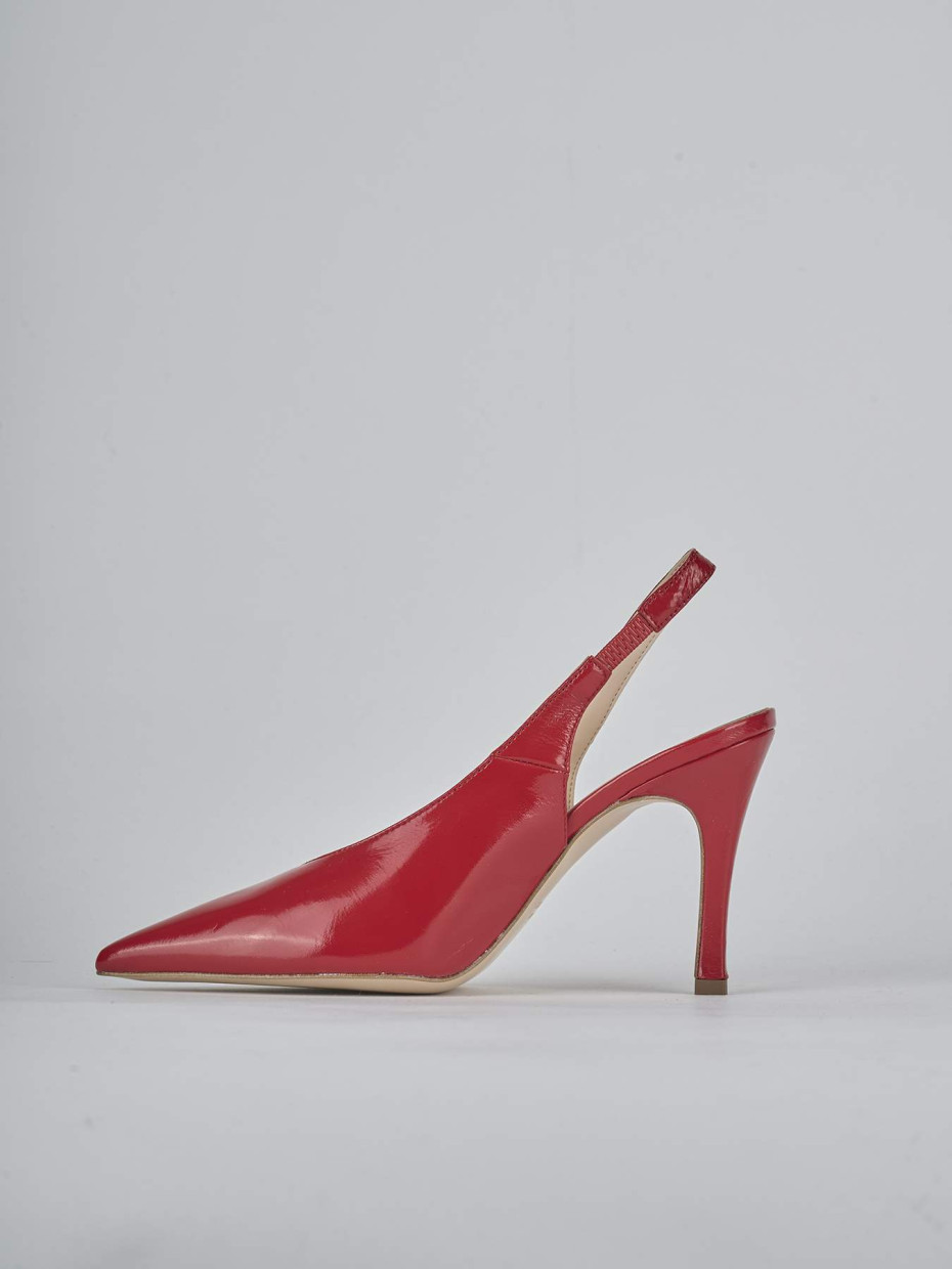 Décolleté e slingback tacco 9cm vernice rosso