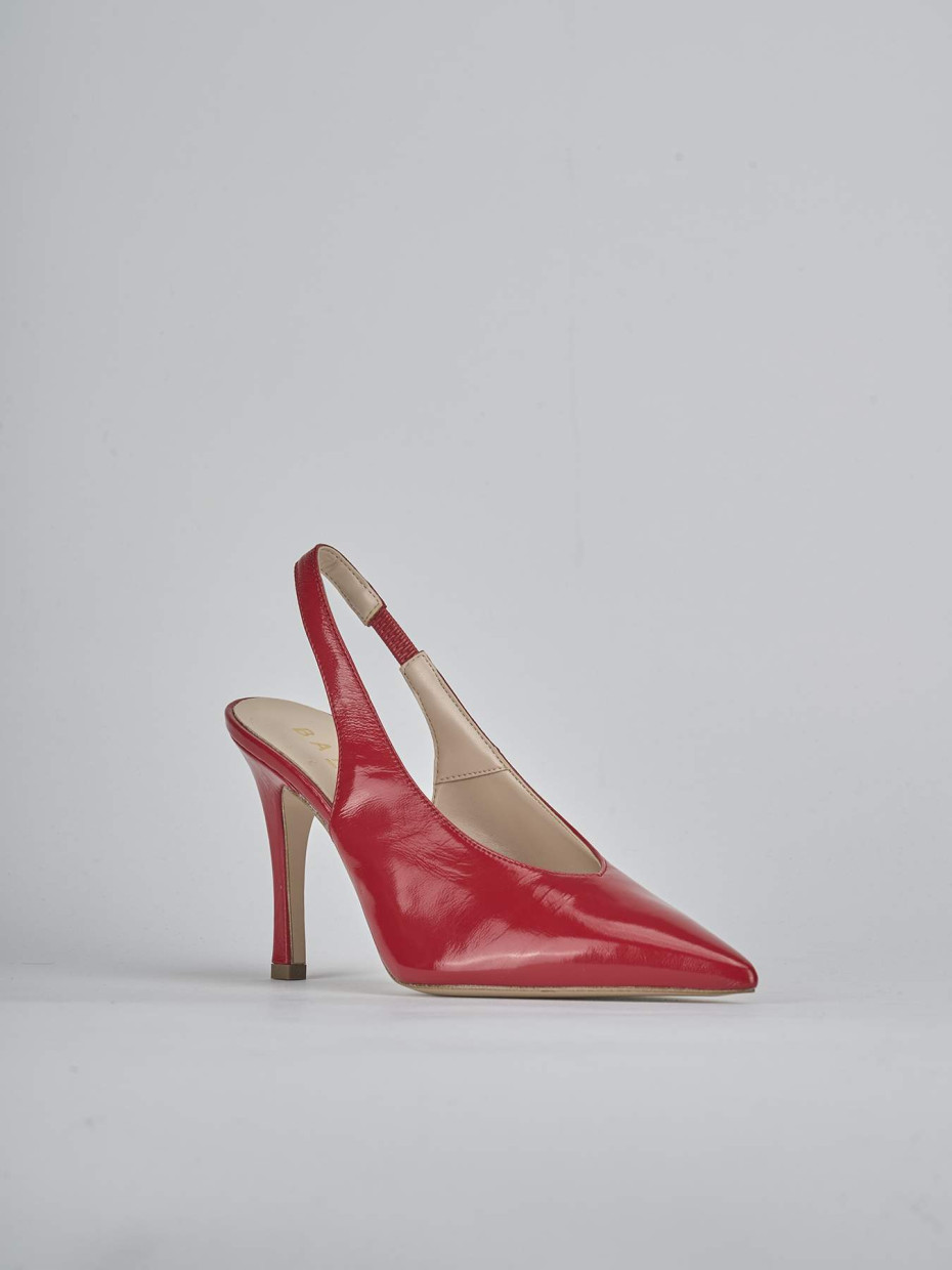 Décolleté e slingback tacco 9cm vernice rosso