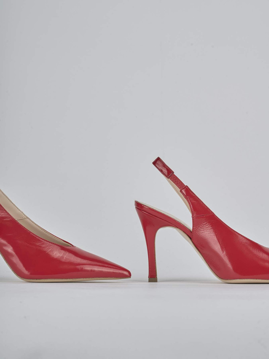 Décolleté e slingback tacco 9cm vernice rosso