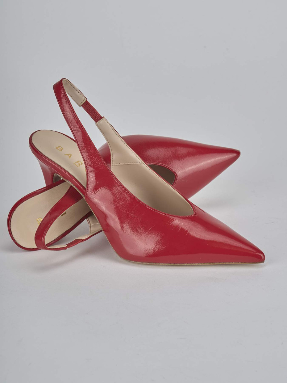 Décolleté e slingback tacco 9cm vernice rosso
