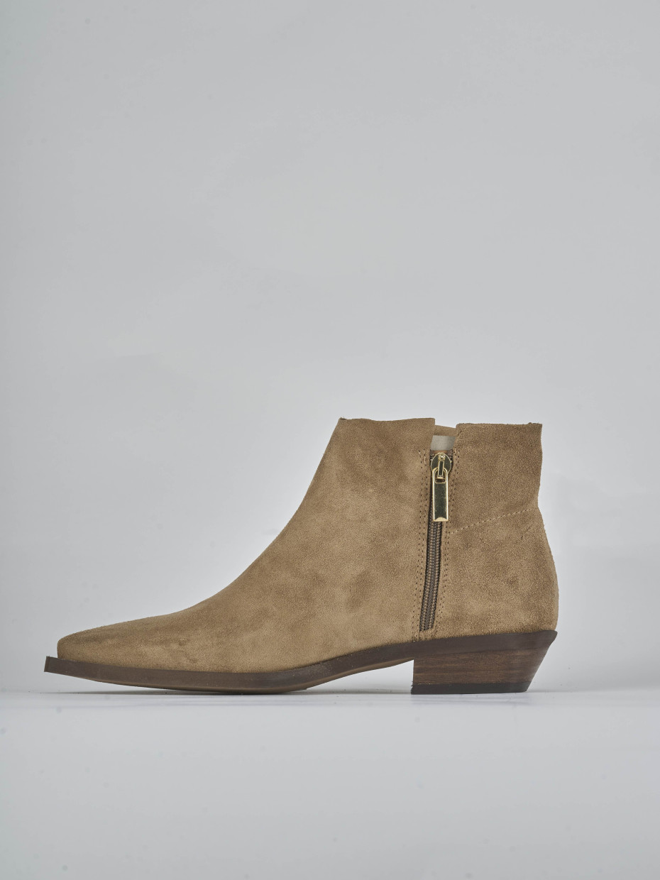 Stivaletti tacco 3cm camoscio marrone