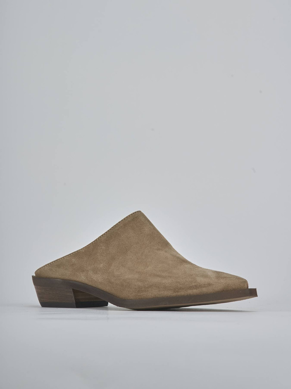 Sabot tacco 3cm camoscio marrone
