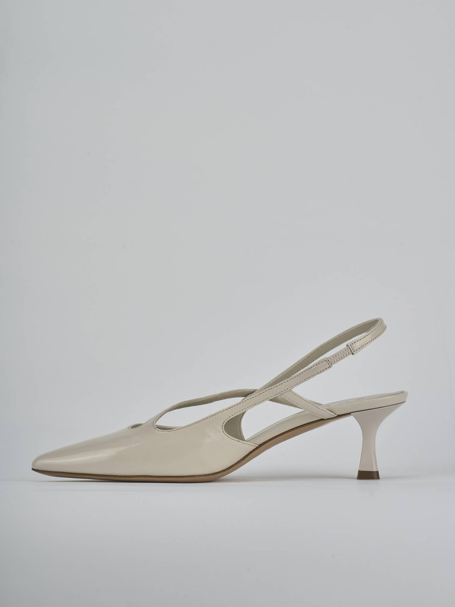 Décolleté e slingback tacco 5cm pelle beige