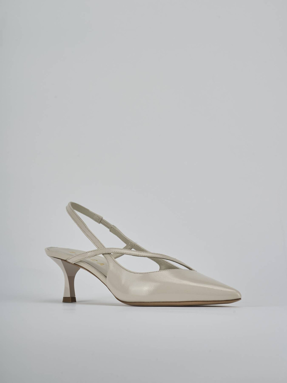 Décolleté e slingback tacco 5cm pelle beige