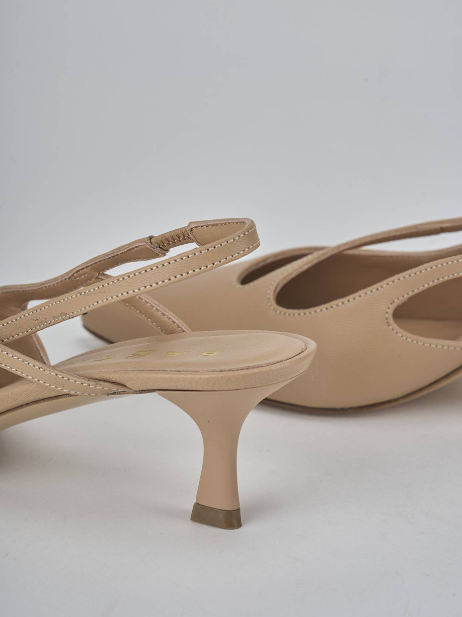 Décolleté e slingback tacco 5cm pelle marrone