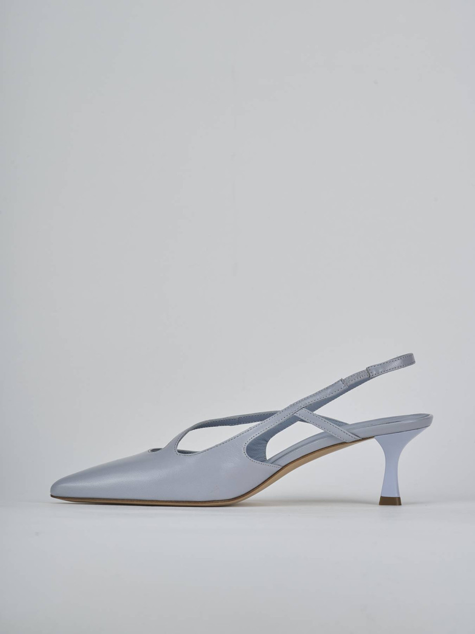 Décolleté e slingback tacco 5cm pelle azzurro