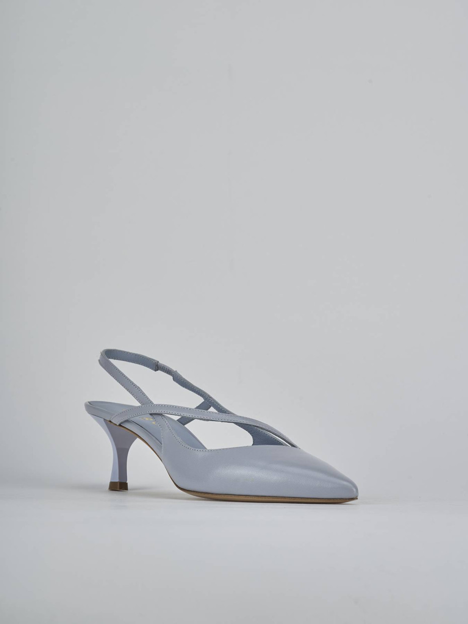Décolleté e slingback tacco 5cm pelle azzurro
