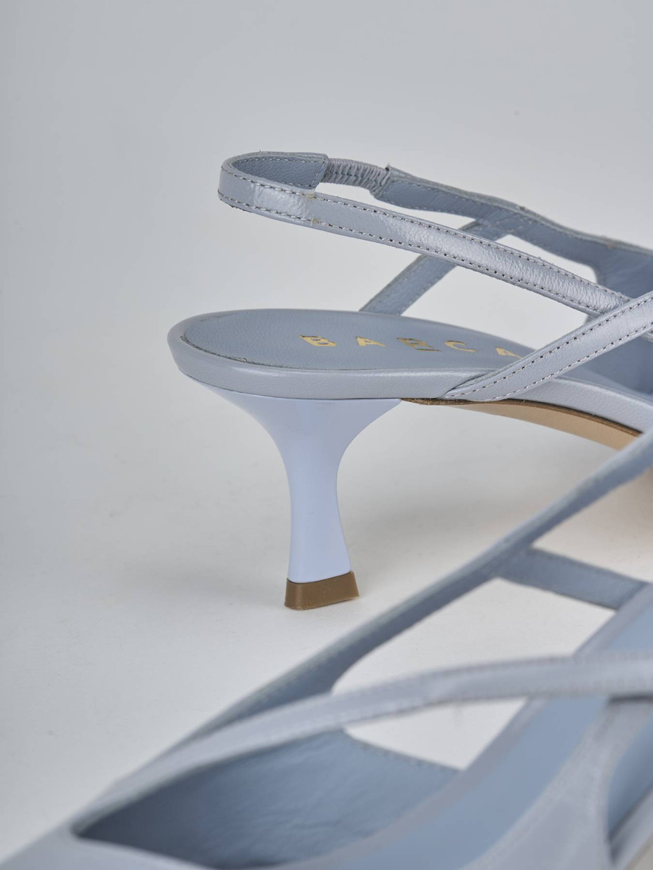 Décolleté e slingback tacco 5cm pelle azzurro