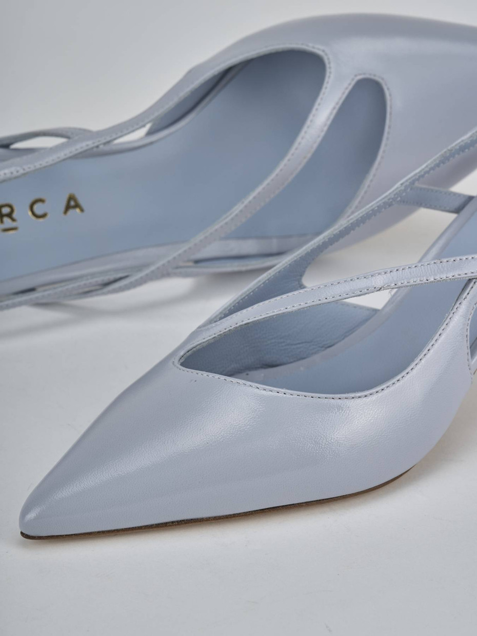 Décolleté e slingback tacco 5cm pelle azzurro