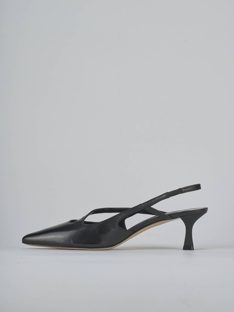Décolleté e slingback tacco 5cm pelle nero