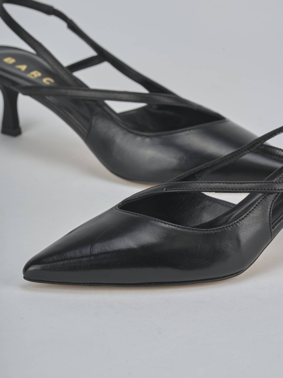 Décolleté e slingback tacco 5cm pelle nero