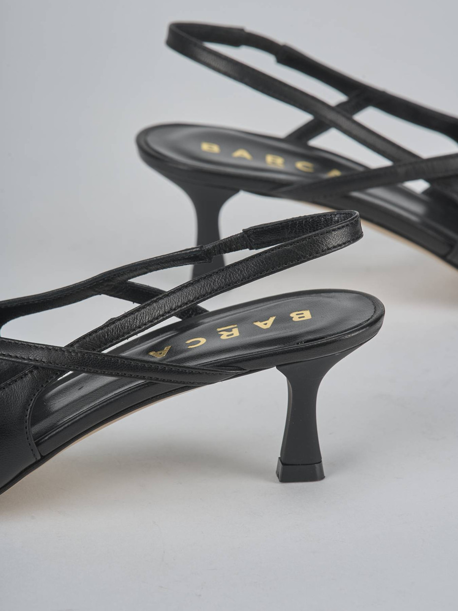 Décolleté e slingback tacco 5cm pelle nero