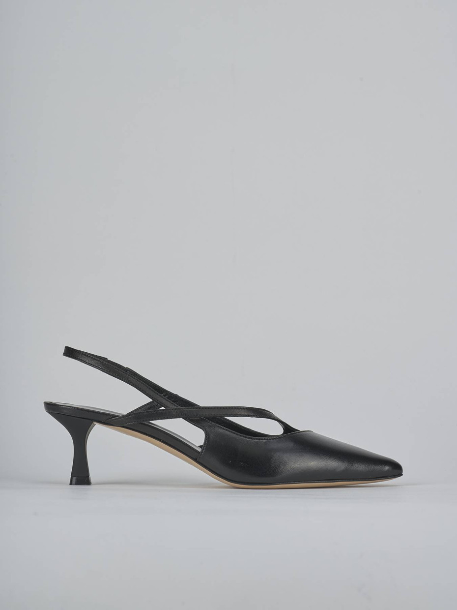 Décolleté e slingback tacco 5cm pelle nero