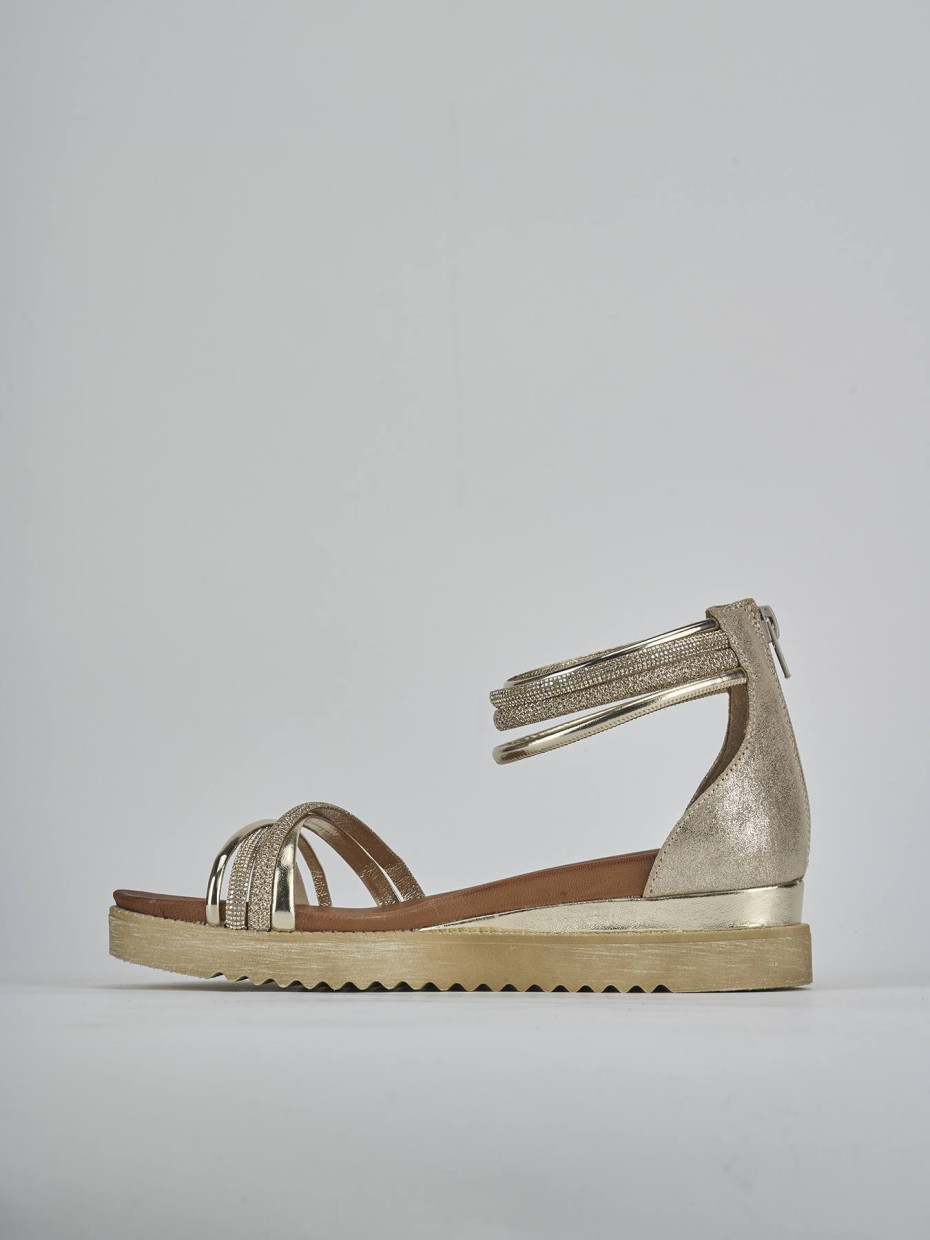 Sandali tacco 3cm pelle oro