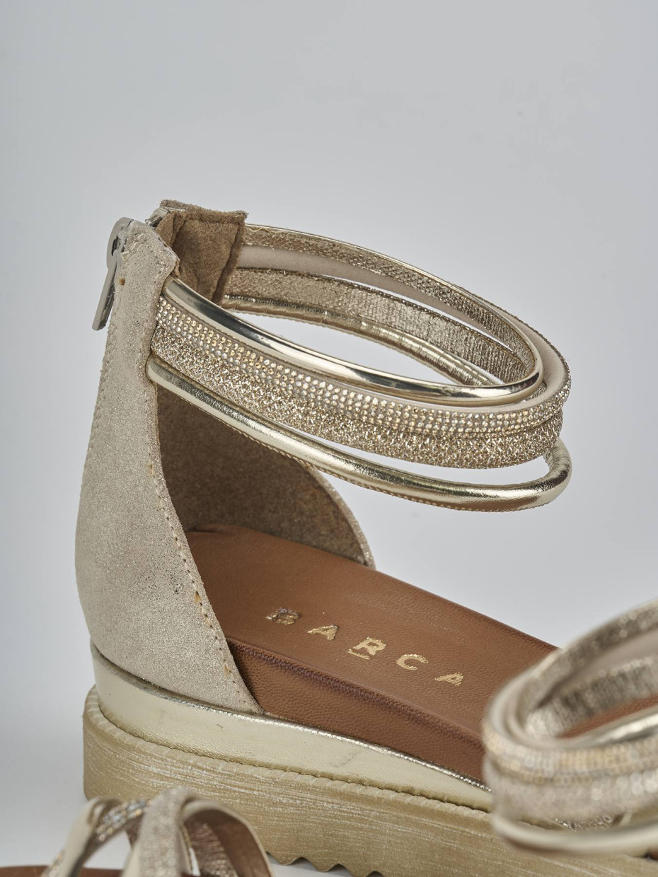 Sandali tacco 3cm pelle oro