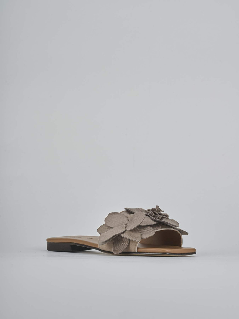 Ciabatte tacco 1cm camoscio beige