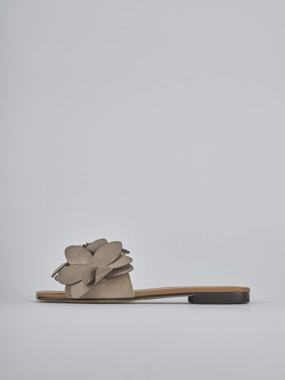 Ciabatte tacco 1cm camoscio beige