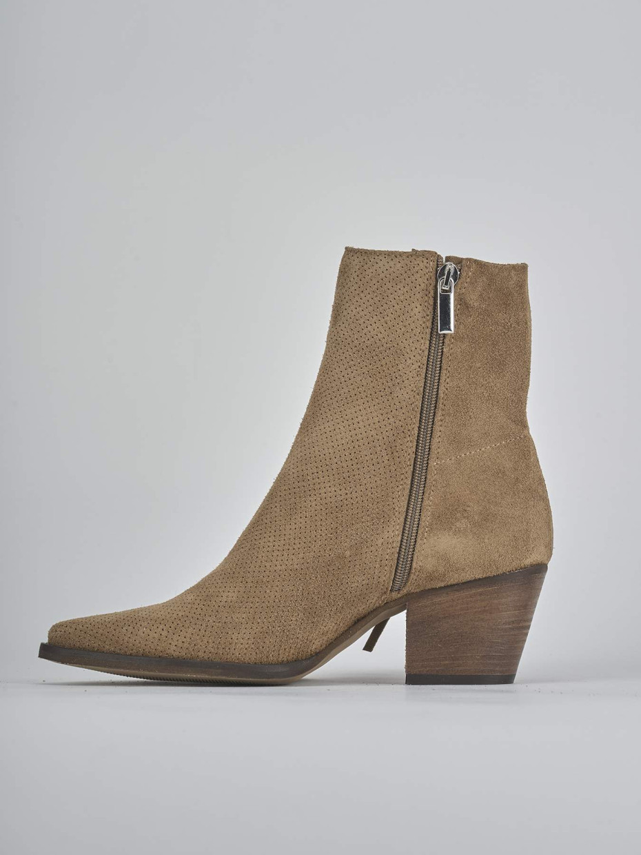 Stivaletti tacco 6cm camoscio marrone