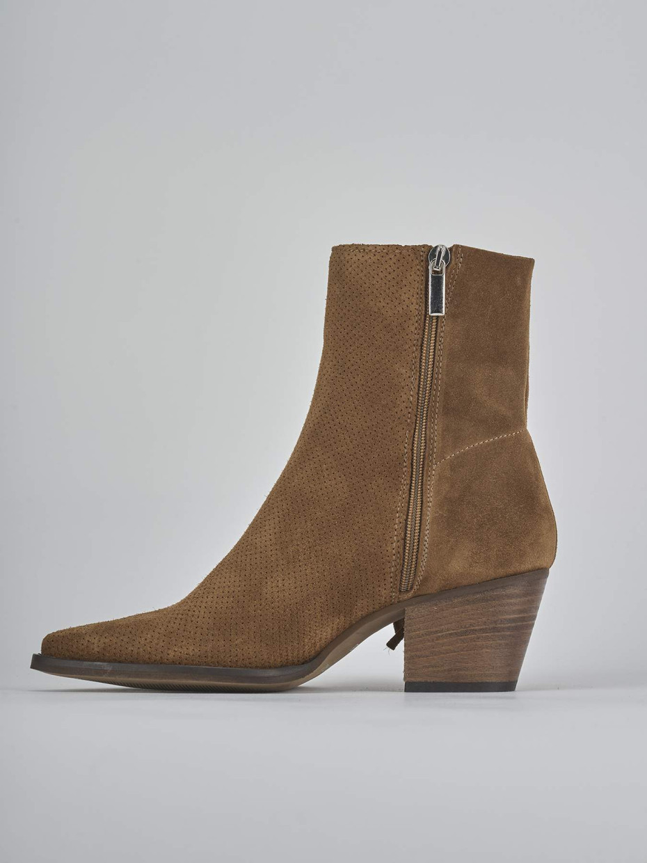 Stivaletti tacco 6cm camoscio marrone