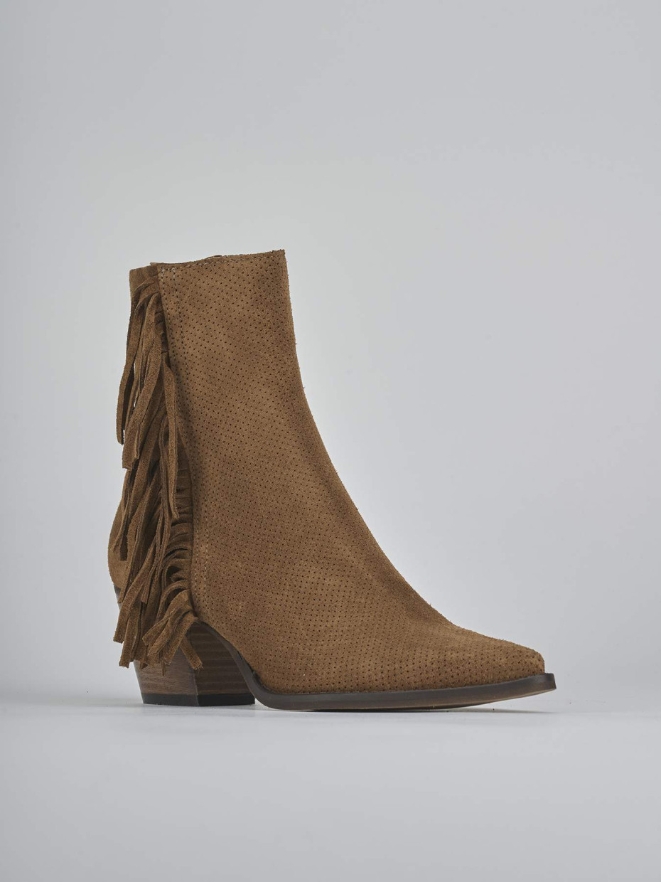 Stivaletti tacco 6cm camoscio marrone