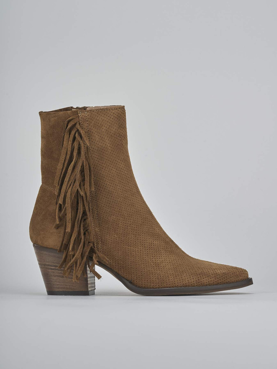 Stivaletti tacco 6cm camoscio marrone