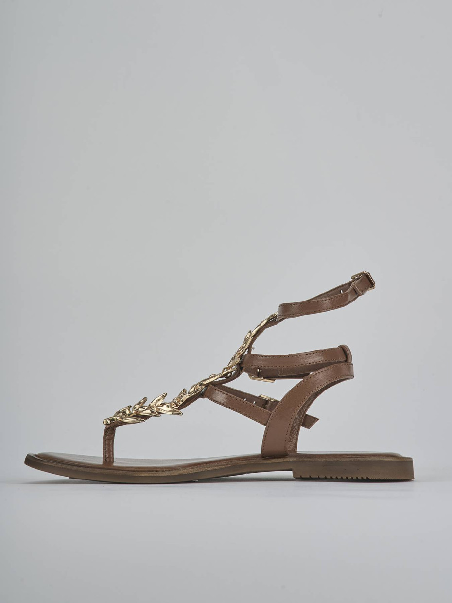 Sandali tacco 1cm pelle marrone