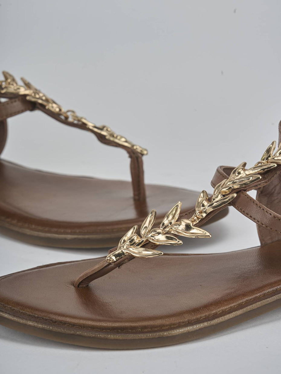 Sandali tacco 1cm pelle marrone