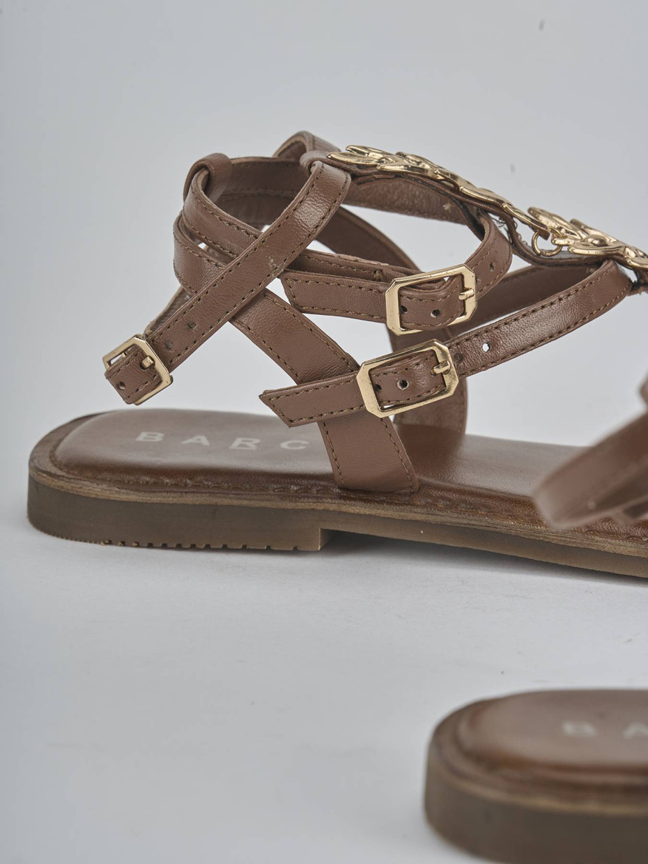 Sandali tacco 1cm pelle marrone