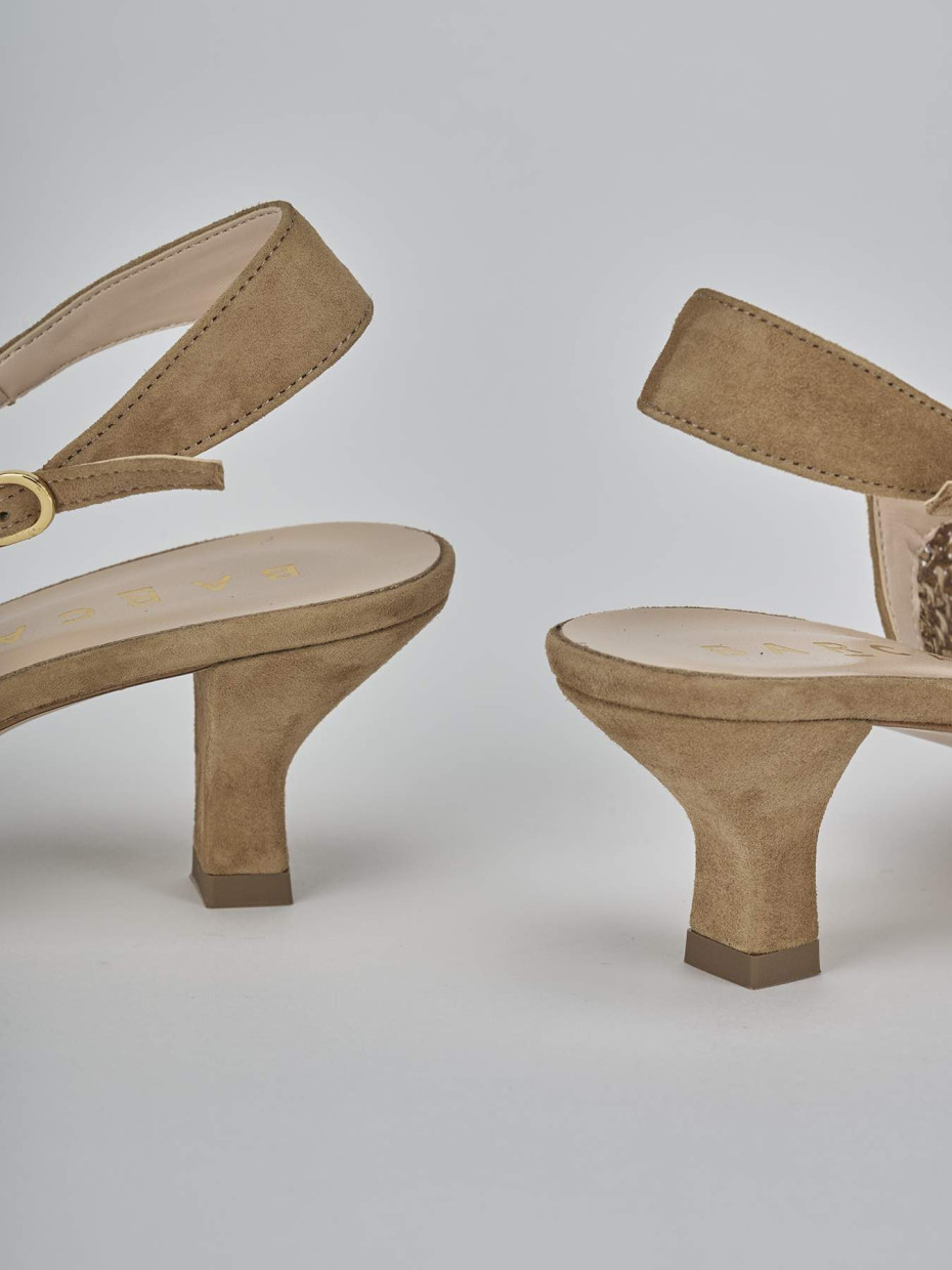 Décolleté e slingback tacco 6cm camoscio beige