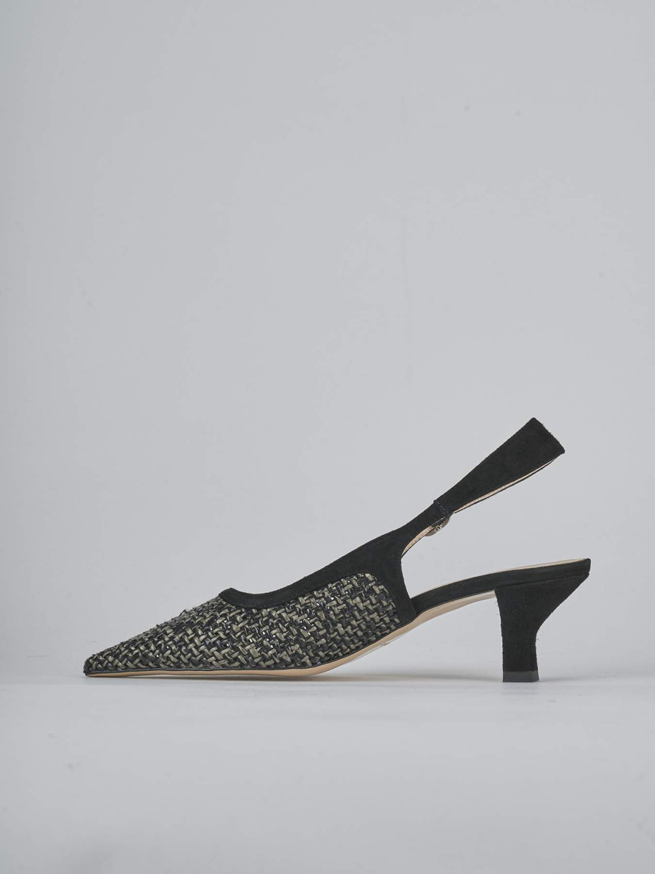 Décolleté e slingback tacco 6cm camoscio nero