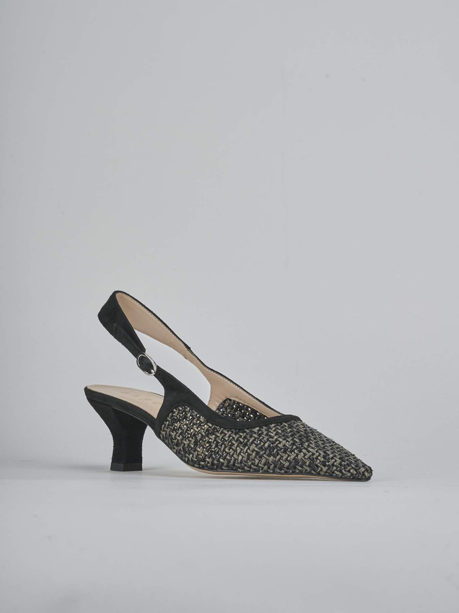 Décolleté e slingback tacco 6cm camoscio nero